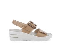 Melluso Sandalo in camoscio Cuoio Camel con Zeppa e Maxi Fibbia 019227q 41
