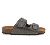 Melluso Sandalo Slide a doppia Fascia con Strass 018146q Glamour Gunmetal su Base in sughero 41