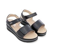 Melluso Sandalo Sportivo in Pelle Nero con Zeppa 019185q 37
