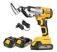 MELLWIN Tijeras de metal inalámbricas, tijeras eléctricas sin escobillas con 2 baterías de 2,0 Ah, capacidad de corte de 2 mm, tijera electricas universales para acero, PVC, aluminio, tela y cuero