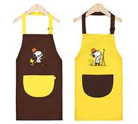 mellystore Delantales Niños 6 a 9 Años 2pcs Delantal Infantil Pintura Delantal Cocina Niña Niño Impermeable Ajustable Delantales para Niños con Bolsillos para Cocina Hornear Pintura Artesanía