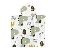 mellystore Toalla de Baño con Capucha de Niños Poncho Toalla Niño 65 x 75cm Toalla Playa Niño de Microfibra Toalla Infantil con Capucha para Niñas Niños Natación Playa Ducha(Dinosaurio Verde)