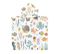 mellystore Toalla de Baño con Capucha de Niños Poncho Toalla Niño 65 x 75cm Toalla Playa Niño de Microfibra Toalla Infantil con Capucha para Niñas Niños Natación Playa Ducha