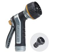 Melnor 65020-AMZ Boquilla de metal con juego de adaptadores de producto QuickConnect, multipatrón, gatillo trasero pesado