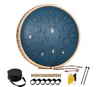 MeloBeat Tambor de Lengua Acero - 12 Pulgadas 15 Notas Tongue Drum Set Profesional de Handpan en Re Mayor Incluye Libro de Canciones, Clave D ((Azul Oscuro)
