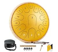 MeloBeat Tongue Drum Handpan - Tambor de Lengua de 13 Pulgadas 15 Notas - Set Profesional en Re Mayor Incluye Libro de Canciones de Tambor de Lengua, Clave D (Dorado)