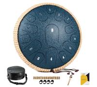 MeloBeat Tongue Drum Handpan - Tambor de Lengua de 13 Pulgadas 15 Notas - Set Profesional en Re Mayor Incluye Libro de Canciones de Tambor de Lengua, Clave D (Azul Oscuro)