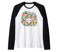 Melocotón Flor Café Floral Acogedor Café Amante Camiseta Manga Raglan