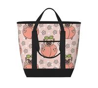 Melocotón perro rosa,Bolsas de almuerzo de gran capacidad, bolsa de mano térmica para mujeres, hombres, trabajo, picnic, viajes.