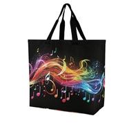 Melodía De Nota Musical Arcoíris Bolso De Mano Impermeable Bolsa Tote Moda Bolsas De Compras Para Picnic Estudiante Mujer