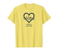 Melodía del Latido del corazón de los Amantes de la música para m Camiseta, Hombre, Limón, XXL