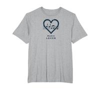 Melodía del Latido del corazón de los Amantes de la música para m Camiseta, Hombre Tallas Grandes, Gris Jaspeado, 5X Alto