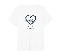 Melodía del Latido del corazón de los Amantes de la música para m Camiseta, Mujer Tallas Grandes, Blanco, 5XL Grande