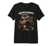 Melodía y Búho Mágico Tocando Guitarra Música Camiseta Premium