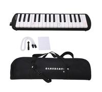 Melódica de 32 teclas con boquilla y tubo flexible, teclas estilo piano, melódica portátil para educación musical principiante, azul, rosa y negro (Noire)