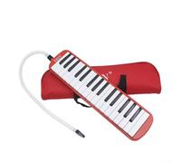 Melódica de 32 teclas para principiantes y estudiantes de música, instrumento de teclado portátil de plástico con bolsa de transporte, tubo de soplado suave y boquilla corta, marca IRIN (rojo)
