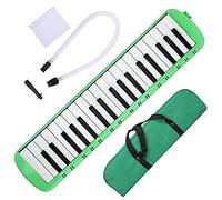 Melódica de 37 teclas, instrumento musical de viento, melódica portátil para principiantes, kit con tubo de soplado y boquilla y bolsa de transporte, cuerpo de ABS para un (Verde)