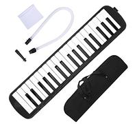 Melódica de 37 teclas, instrumento musical de viento, melódica portátil para principiantes, kit con tubo de soplado y boquilla y bolsa de transporte, cuerpo de ABS para un (Negra)