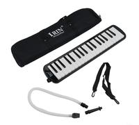 Melódica estilo piano con 37 teclas y bolsa de transporte portátil, ideal para música para estudiantes que comienzan (negro)