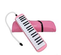 Melódica portátil de 32 teclas para principiantes, ideal para teclado musical con boquilla larga y bolsa de transporte (rosa)