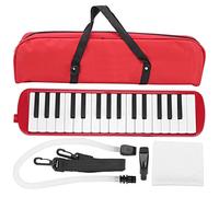 Melódica teclado para piano de aire con tubo para boquilla, instrumento musical de viento de 32 teclas apto para bolsa de entrenamiento para principiantes (rojo)