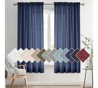 Melodieux - 2 Cortinas semitransparentes, Dormitorio, Cortas, Textura de Lino Estilo casa de Campo, filtrado de luz, con Dobladillo para Barra, hogar y Oficina, 132 cm An x 137 cm L.