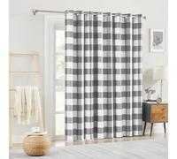 Melodieux Buffalo - Cortinas a cuadros extra anchas para puerta corrediza de cristal, cortinas divisoras de habitación con aislamiento térmico para sala de estar, cortina opaca con ojales, cortina de