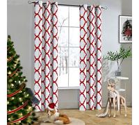 Melodieux Cortina opaca con ojales para oscurecer la habitación, de moda marroquí, para dormitorio, sala de estar, 42 x 72 pulgadas, blanco puro/rojo (1 panel)