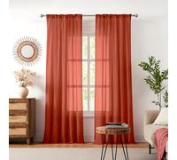 Melodieux Cortina Semitransparente Transparente para Sala de Estar, Dormitorio, Paquete de 2