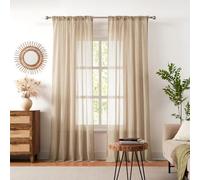Melodieux Cortina Semitransparente Transparente para Sala de Estar, Dormitorio, Paquete de 2