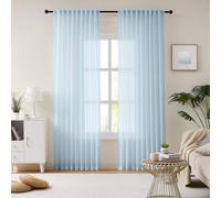 Melodieux Cortina Semitransparente Transparente para Sala de Estar, Dormitorio, Paquete de 2