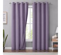 Melodieux Cortinas 100% Opacas para Dormitorio, con Aislamiento térmico y reducción de Ruido, Cortinas de Lino con Ojales para Sala de Estar y guardería, Color Morado, 50 x 96 Pulgadas de Largo, 2