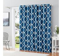 Melodieux Cortinas Anchas marroquíes para oscurecer la habitación, Cortinas Opacas para Ventanas Extra Anchas, Puertas corredizas de Vidrio, 1 Panel (250 x 200 cm), Color Azul Marino