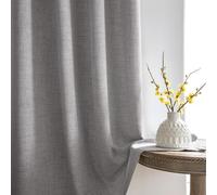 Melodieux Cortinas con cinta fruncida, sistema de rieles aspecto de lino, cortinas semitransparentes para salón, cortinas bohemias, decorativas, paneles deslizantes (gris oscuro, 140 x 245 cm)