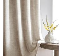 Melodieux Cortinas con cinta fruncidora, cortina decorativa de lino, semitransparente, cortina corredera para salón, comedor, ventana, ventana de cocina (beis, 140 x 175 cm)