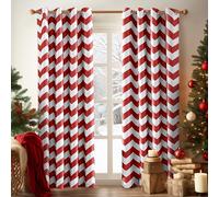 Melodieux Cortinas de cheurón de moda para sala de estar, comedor, cortinas de oscurecimiento con ojales superiores insonorizadas, aislamiento térmico para dormitorio, 84 pulgadas de largo, 52 x 84 pulgadas, rojo (1 panel)