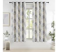 Melodieux Cortinas de oscurecimiento de habitación con Estampado Floral botánico de 72 Pulgadas de Largo para Dormitorio, Sala de Estar, Cortinas de algodón Texturizado, Hojas Naturales, 52 x 72