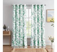 Melodieux Cortinas Florales de 63 Pulgadas de Largo para Sala de Estar, Estampado de Flores de Albaricoque Verde Granja, Cortinas Decorativas con Ojales, 52 x 63 Pulgadas, 2 Paneles