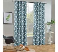 Melodieux - Cortinas Opacas (132,1 x 243,8 cm, con Ojales para salón, Color Azul y Verde