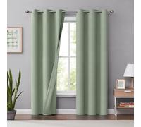 Melodieux Cortinas Opacas de Lino Verde de 84 Pulgadas de Largo para Dormitorio, Sala de Estar, oscurecimiento con Aislamiento térmico, Cortinas de arpillera con Ojales, 42 x 84 Pulgadas, 2 Paneles