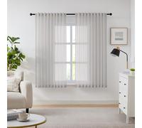 Melodieux Cortinas para dormitorio, cortinas transparentes, gris, 210 x 137 cm (alto x ancho), juego de 2 unidades