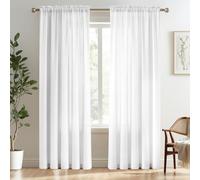 Melodieux - Cortinas semitransparentes de Gasa para salón, Dormitorio, 52 84 Pulgadas, Blanco/Gris (2 Paneles)