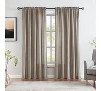Melodieux Cortinas semitraslúcidas aterciopeladas Color Gris Pardo de 96 Pulgadas de Largo para Dormitorio, Sala de Estar, Textura de algodón Natural, Cortinas traslúcidas para Ventana, 52 x 96
