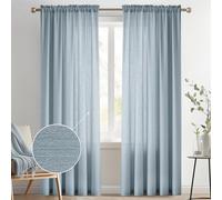 Melodieux Cortinas semitraslúcidas Color Azul Polvoriento de 84 Pulgadas de Largo para Sala de Estar, Dormitorio, Aspecto de Lino, Bolsillo para cortinero, Cortinas traslúcidas Brillantes filtrantes
