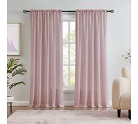 Melodieux Cortinas semitraslúcidas Color Rosa Polvoriento de 63 Pulgadas de Largo para Dormitorio, Sala de Estar, Textura de algodón Natural, Bolsillo para cortinero, Cortinas traslúcidas para