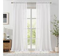 Melodieux Cortinas traslúcidas Blancas de 84 Pulgadas de Largo para Dormitorio, Sala de Estar, Lino de algodón Natural Que filtran la luz, Cortinas Ligeras con Bolsillo para cortinero, 52 Pulgadas de