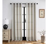 Melodieux Cortinas traslúcidas de 84 Pulgadas de Largo para Dormitorio, con Ojales en la Parte Superior, de arpillera, Texturizada, de Lino, para privacidad y Sala de Estar (Juego de 2, 52 x 84