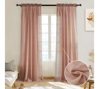 Melodieux Cortinas traslúcidas de algodón Rosa Rubor de 84 Pulgadas de Largo, Cortinas traslúcidas de Gasa crepé Que filtran la luz Natural con Bolsillo para cortinero, 52 Pulgadas de Ancho x 84
