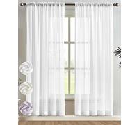 Melodieux Cortinas traslúcidas de Gasa Blanca con Bolsillo para Barra, Textura Suave y Sedosa, Cortinas traslúcidas para filtrar la luz para Sala de Estar, Comedor, decoración de Dormitorio, 52