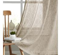 Melodieux Cortinas traslúcidas de Lino rústico de 84 Pulgadas de Largo para Dormitorio, Sala de Estar, Lino Natural, Texturizado, Bolsillo para cortinero, Cortinas traslúcidas de arpillera, 52x84